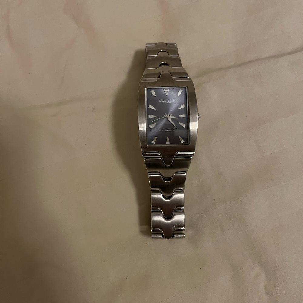 Kenneth Cole New York Silver Tonneau Watch with Stainless Steel Band
